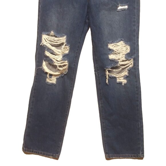 NWT Cello Dad Jeans Super High Rise Sz 3 Distressed destroyed ripped baggy blue - Picture 10 of 16